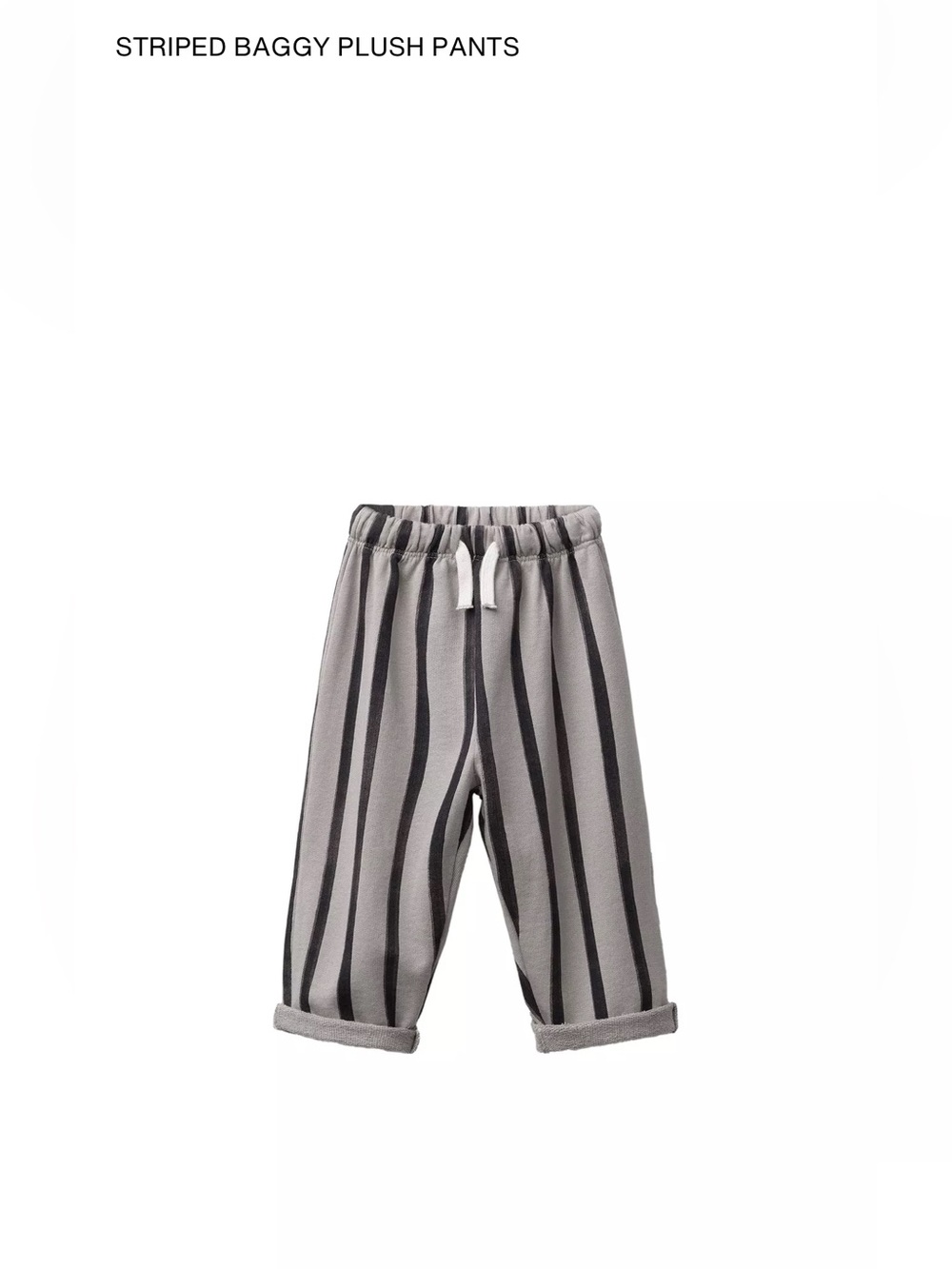 Zara Toddler Gray Stripe Baggy Plush Sweat Pant 4T